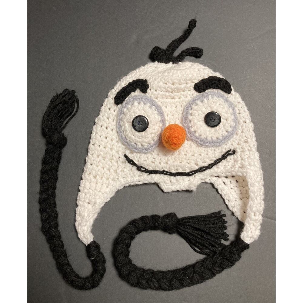 Childrens Knitted Crocheted Snowman Hat Cap Olaf Frozen One Size Multicolored